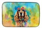 Cocker Spaniel Hippie Dawg Dish Drying Mat Absorbent Dish Drying Mat Pad for Kitchen Counter Dish Drainer Mat for Countertop, 14 x 21", Multicolor