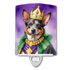 NEW Australian Cattle Dog King of Mardi Gras Ceramic Night Light Compact, UL-Certified, Ideal for Bedroom, Bathroom, Nursery, Hallway, Kitchen, 6x4x3