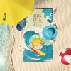 NEW Surfer Dog White Tan Pit Bull Terrier Premium Beach Towel Oversized Towel Beach Blanket, Pool, Beach Essentials, Yoga, Premium Bath Towel