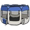 Dog Playpen Blue and cream Polyester, steel 35.4 x 35.4 x 22.8 in